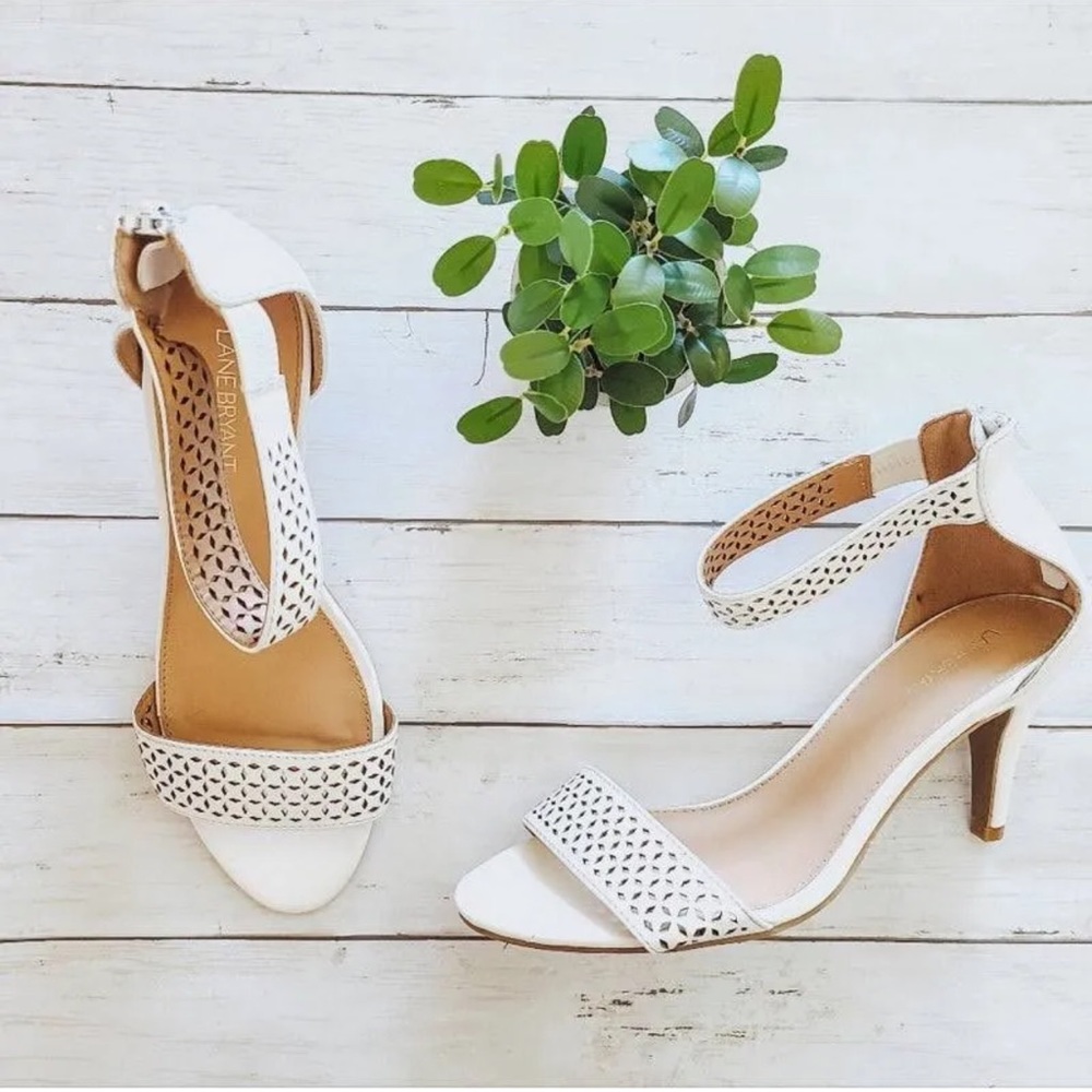 Lane Bryant Eyelet White Heels | Sz: 10